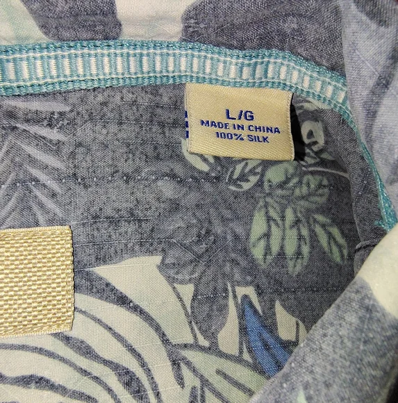 Tommy Bahama Shirt+Cap, Men SILK Short Sleeve Tropical Bttn Down,Collar, Pckt, L - Picture 8 of 16